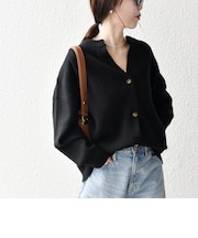 《一部予約》〈手洗い可能〉AQUA カシミヤ ミックス スキッパー カーディガン