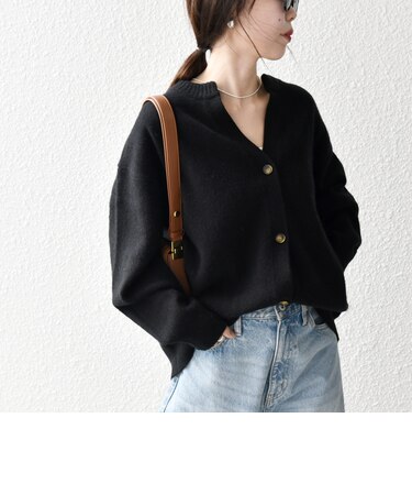 〈手洗い可能〉AQUA カシミヤ ミックス スキッパー カーディガン