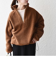〈洗濯機可能〉ボア フリース ハーフジップ プルオーバー