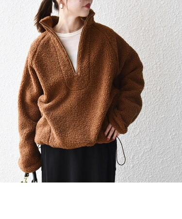〈洗濯機可能〉ボア フリース ハーフジップ プルオーバー