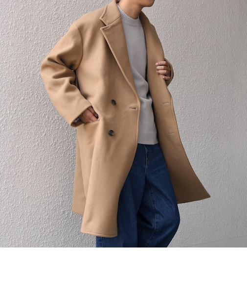 PURE WOOL MELTON ダブル チェスターコート 26AW◆