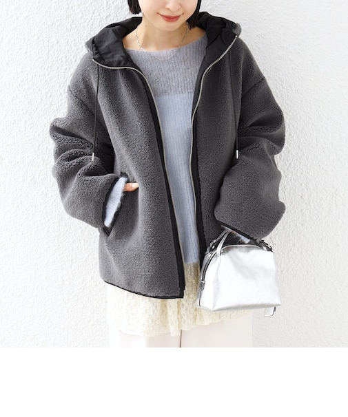 【WEB限定】ボア 配色 フード ブルゾン