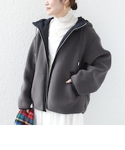 【WEB限定】ボア 配色 フード ブルゾン