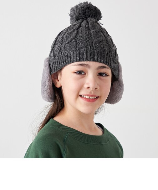 ポンポン イヤーマフ ニット キャップ<KIDS>◇