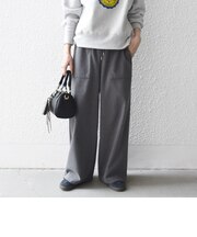 〈手洗い可能〉ウォーム イージー ワイド ストレート パンツ