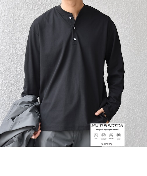 〈抗菌防臭/遮熱等〉マルチファンクション ヘンリーネック Tシャツ(ロンT)◇