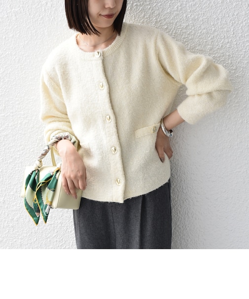 【WEB限定】〈手洗い可能〉ブークレ ニット ジャケット◇