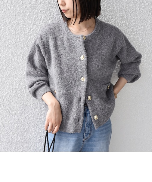 【WEB限定】〈手洗い可能〉ブークレ ニット ジャケット◇