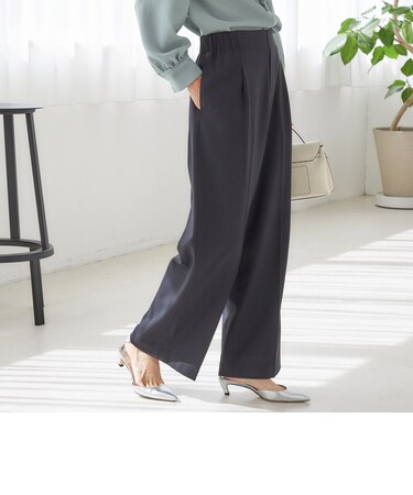 《一部予約》【実力派ベーシック】〈手洗い可能〉メルティ ウォーム タック ワイド パンツ