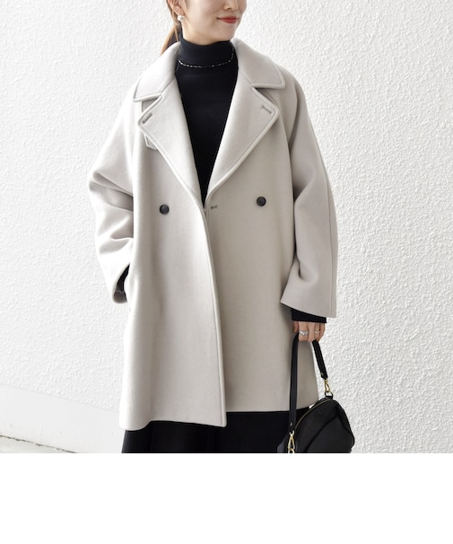 《一部追加予約》【WEB限定】PURE WOOL スタンド & テーラード ハーフ コート