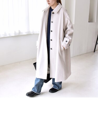 《一部追加予約》PURE WOOL スタンド & ステンカラー ロング コート