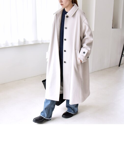 《一部追加予約》PURE WOOL スタンド & ステンカラー ロング コート