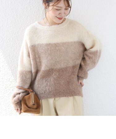 【WEB限定】〈手洗い可能〉モヘヤ混 グラデーション ニット プルオーバー