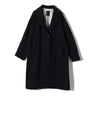 SHIPS Primary Navy Label:ヘリンボーン ウール シングル チェスター コート