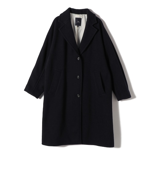 SHIPS Primary Navy Label:ヘリンボーン ウール シングル チェスター コート