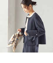 ダブル クロス 重ね袖 ノーカラー ジャケット(セレモニー対応可)
