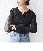 〈手洗い可能〉ラッセル レース ヘンリー ネック 2WAY プルオーバー