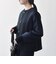 〈手洗い可能〉ダブルクロス レース 切替 ノーカラー ジャケット［NAVY BLUE］