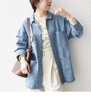 〈洗濯機可能〉ルーズ デニム カバーオール ジャケット［SHIPS any DENIM］