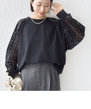 【WEB限定】〈手洗い可能〉レース コンビ カットソー