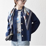 〈手洗い可能〉クルーネック ニット ジャケット カーディガン