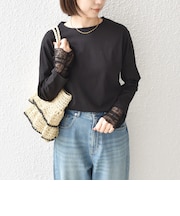 《一部追加予約》【WEB限定】〈手洗い可能〉レース 切替スリーブ カットソー◆