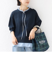 【WEB限定】〈手洗い可能〉ブラウス コンビ スウェット プルオーバー