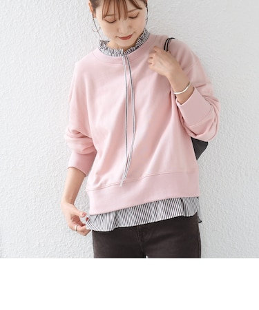 【WEB限定】〈手洗い可能〉ブラウス コンビ スウェット プルオーバー