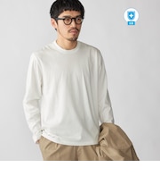 【WEB限定】SHIPS:〈手洗い可能/抗菌/防臭〉シルケット ビズ クルーネック ロングスリーブ