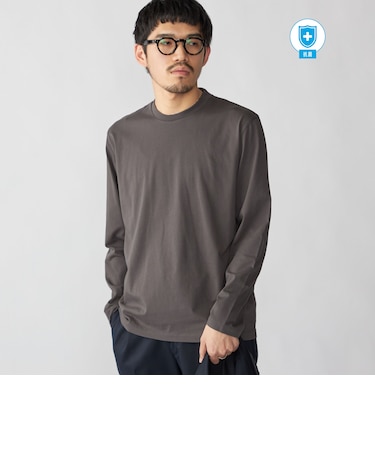【WEB限定】SHIPS:〈手洗い可能/抗菌/防臭〉シルケット ビズ クルーネック ロングスリーブ