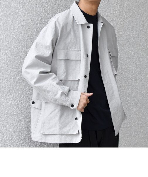 SHIPS any: コットン/ナイロン ワッシャー BDU シャツ ジャケット (セットアップ対応)◇