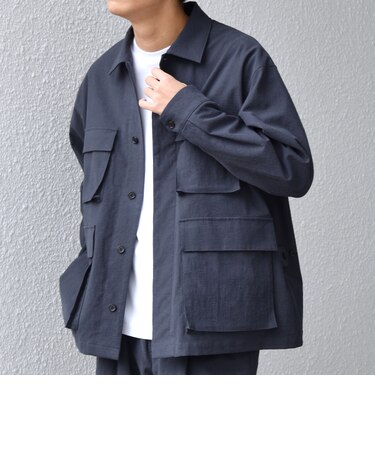SHIPS any: コットン/ナイロン ワッシャー BDU シャツ ジャケット (セットアップ対応)◇