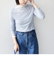SHIPS Colors:〈手洗い可能〉ストレッチ レース ボートネック トップス◇