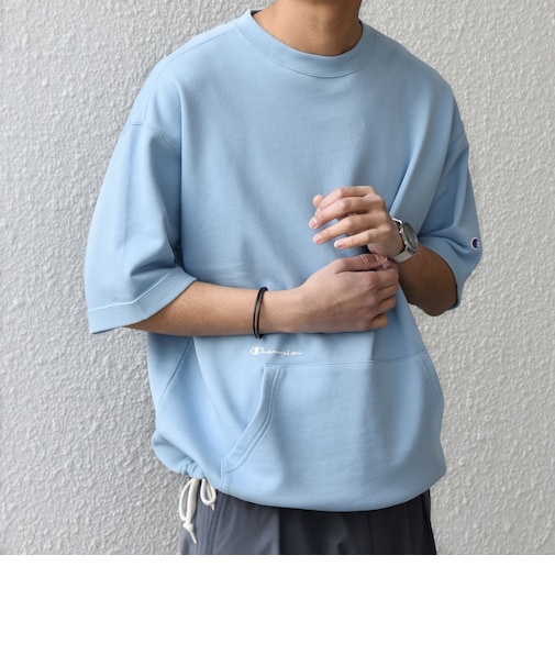 【SHIPS any別注】Champion: ロゴ刺繍 スピンドル スウェット Tシャツ 26SS◇