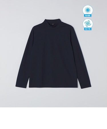 【WEB限定】SHIPS: 防シワ・吸水速乾 Drymix(R) モックネック ロングスリーブ Tシャツ