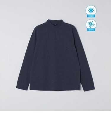 【WEB限定】SHIPS: 防シワ・吸水速乾 Drymix(R) モックネック ロングスリーブ Tシャツ
