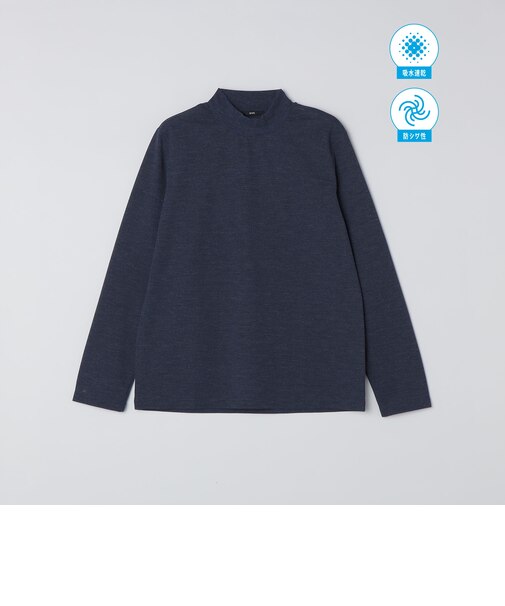 【WEB限定】SHIPS: 防シワ・吸水速乾 Drymix(R) モックネック ロングスリーブ Tシャツ