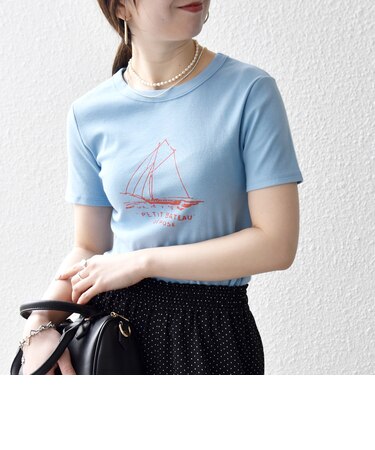【SHIPS any別注】PETIT BATEAU: ロゴ プリント コンパクト TEE 26SS