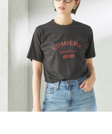 SHIPS Primary Navy Label:LUMIERE フロッキー プリント TEE