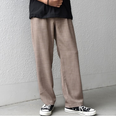 SHIPS any:〈UVカット〉FUTURE LINEN CANVAS リネンライク セミワイド パンツ◇