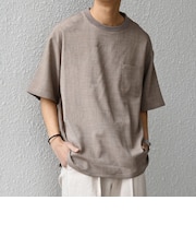 SHIPS any:〈UVカット〉FUTURE LINEN CANVAS リネンライク デザイン リブ ポケット Tシャツ◇