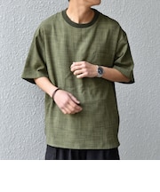 SHIPS any:〈UVカット〉FUTURE LINEN CANVAS リネンライク デザイン リブ ポケット Tシャツ◇