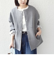 【WEB限定】〈手洗い可能〉ダンボール ノーカラー コート◇
