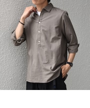 SHIPS any:〈洗濯機可能〉コットン/リネン 7分袖 スキッパー プルオーバー シャツ 26SS◇