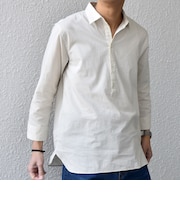 SHIPS any:〈洗濯機可能〉コットン/リネン 7分袖 スキッパー プルオーバー シャツ 26SS◇