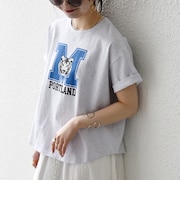 【SHIPS any別注】THE KNiTS:〈洗濯機可能〉ラウンドヘム プリント ショート TEE