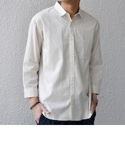 SHIPS any:〈洗濯機可能〉コットン/リネン 7分袖 ポケット レギュラー シャツ 26SS◇