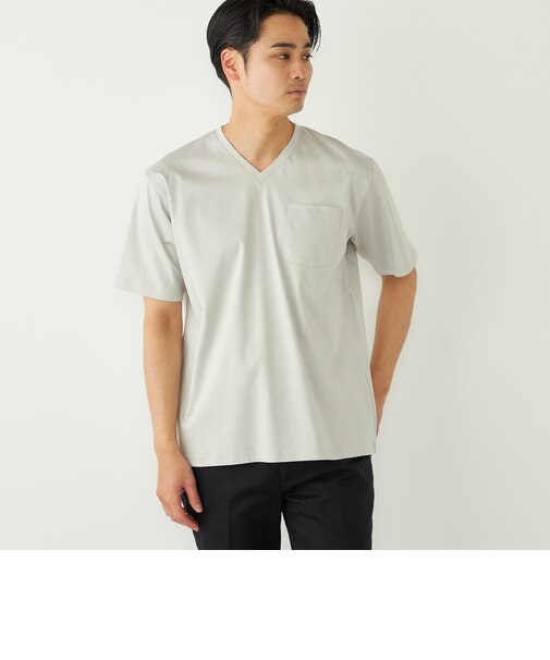 SHIPS Colors:〈抗菌防臭・接触冷感・UVカット〉シルケット コットン Vネック T◇