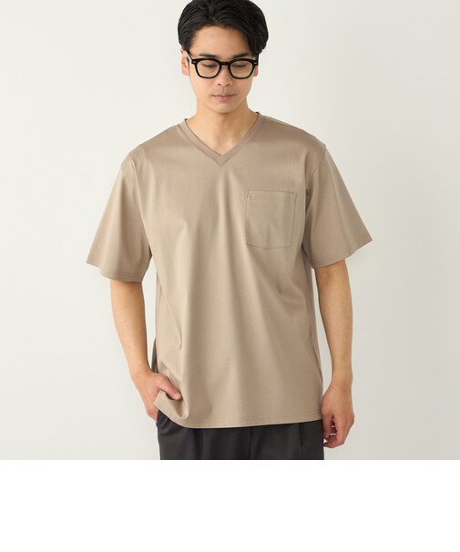 SHIPS Colors:〈抗菌防臭・接触冷感・UVカット〉シルケット コットン Vネック T◇