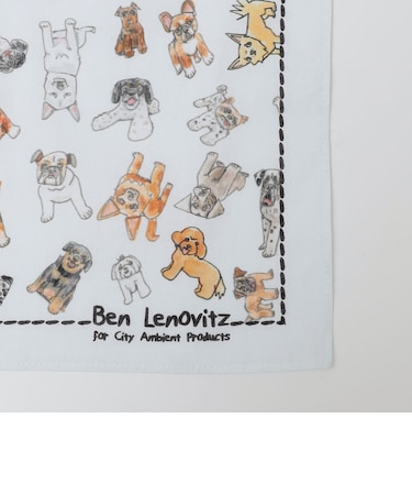 【City Ambient Products別注】Ben Lenovitz: DOG CAT ハンカチーフ